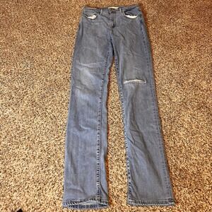 Levis 724 High Rise Straight Leg Jeans Womens Size 29‎ Distressed Denim